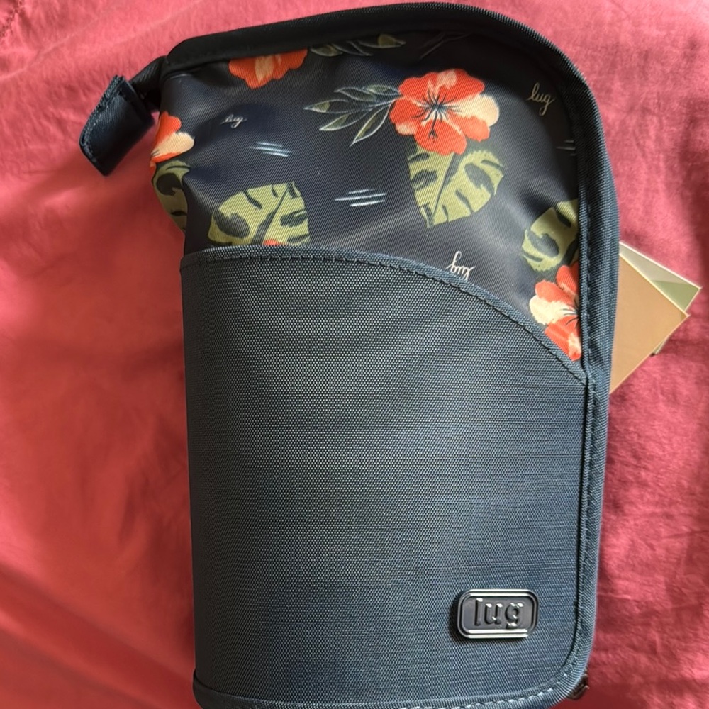 Lug Black and Orange Toiletry Bag with Floral Design